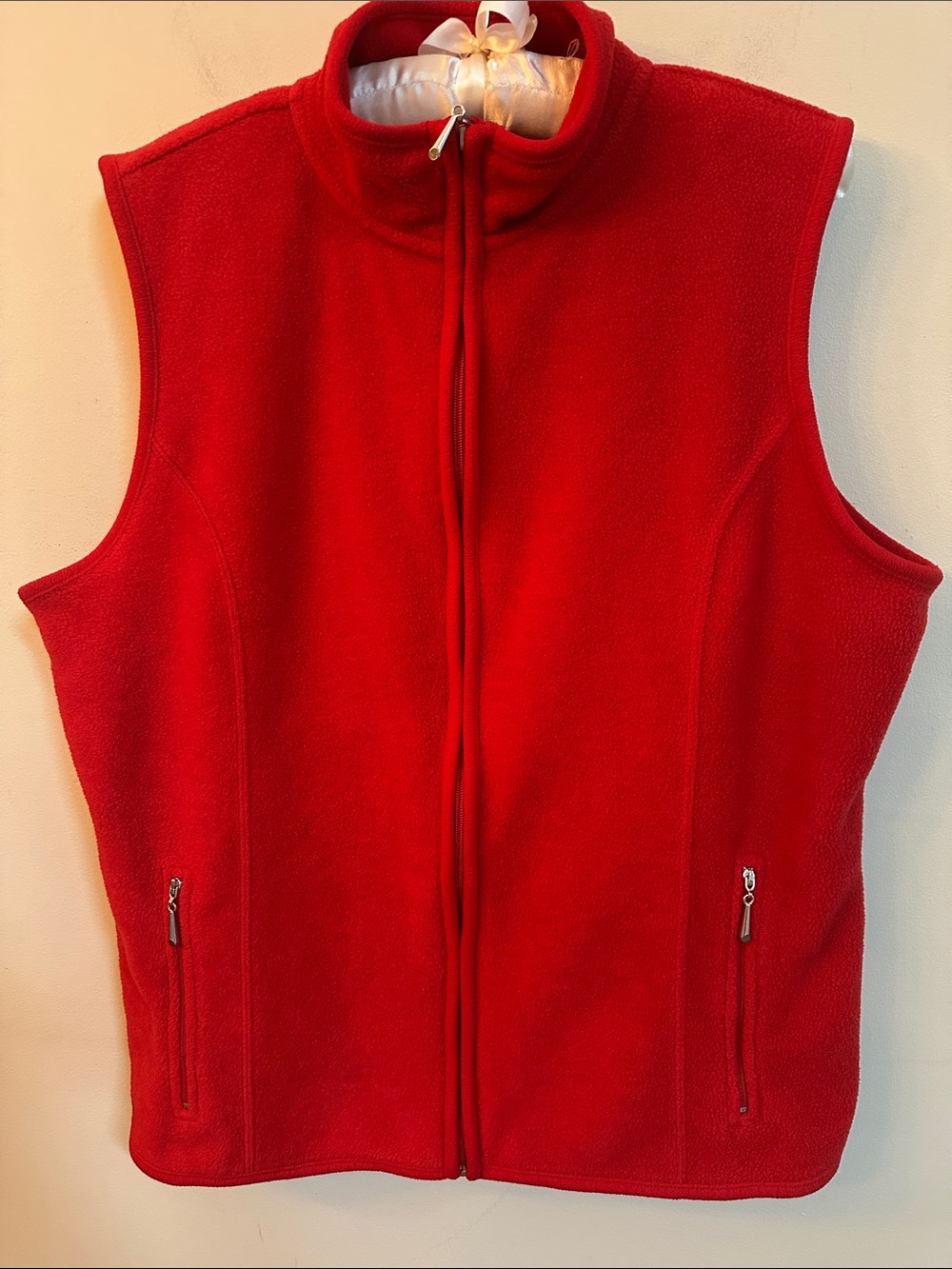 Karen Scott Red Fleece Zip-Front Vest